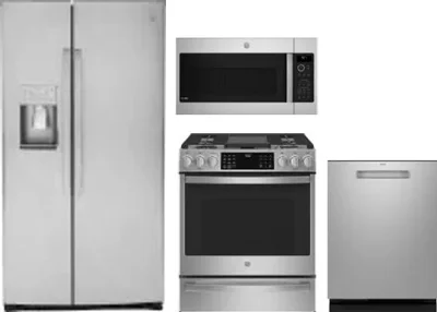 4 Piece Package Includes Refrigerator, Range, Microwave And Dishwasher